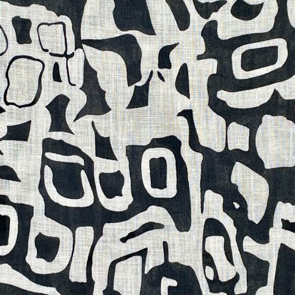 TWEEDS 100% Linen Button Down Tunic Abstract Print Black & White Size 1X Artsy - Picture 8 of 13